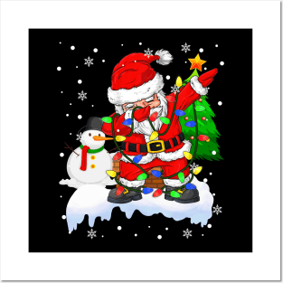 Ugly Sweater Christmas Lights Dabbing Santa Snowman Xmas Posters and Art